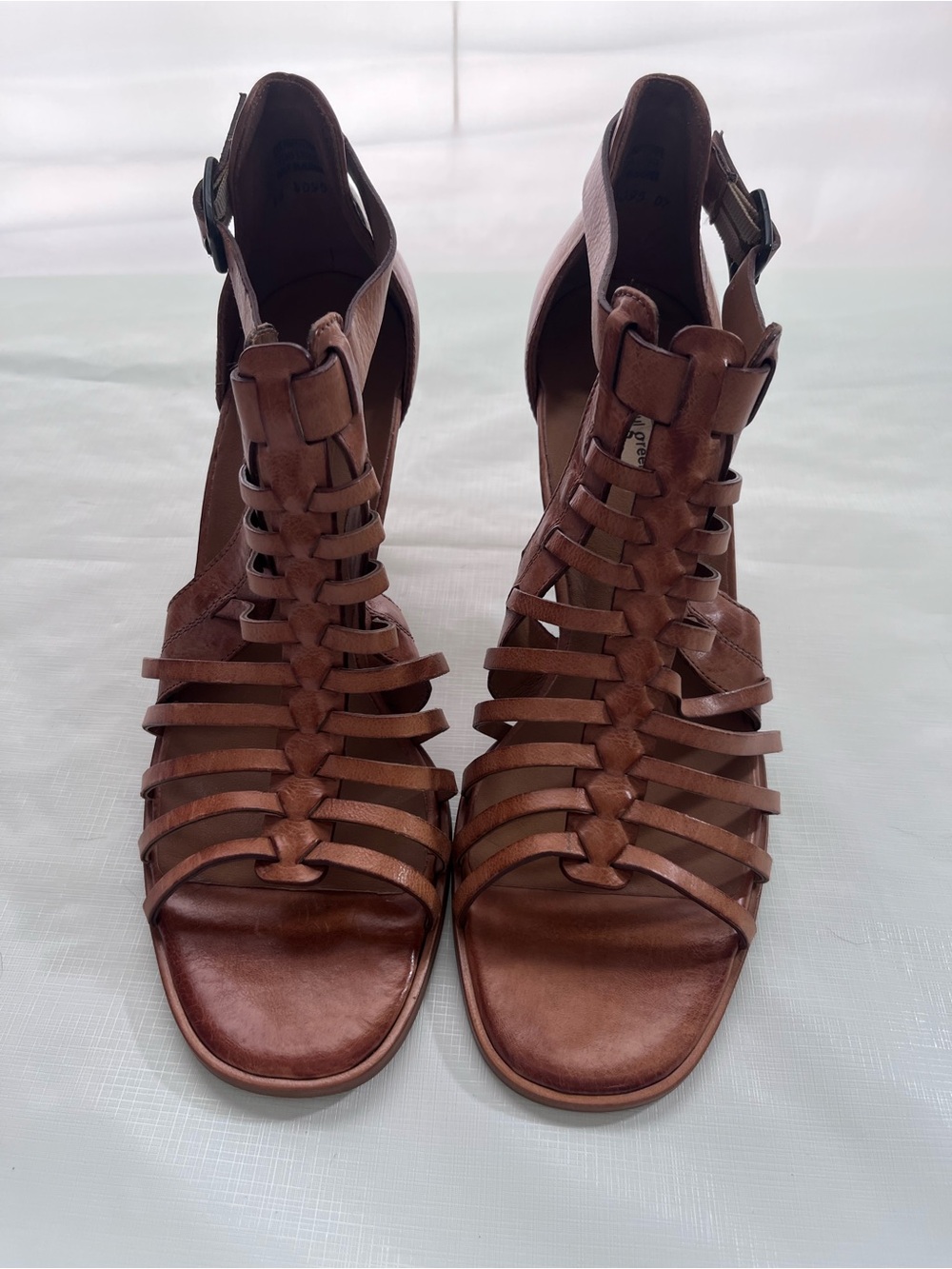 Paul Green Brown Leather Strappy Block Heel Sandals